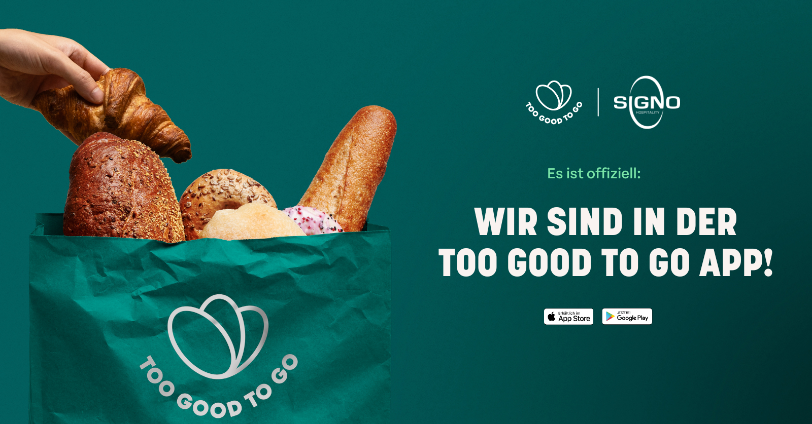 Zusammenarbeit To Good To Go und Signo Hotels Symbolbild einer gepackten Tüte